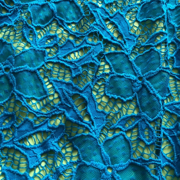 turquoise blue and yellow lace Lucy maxi skirt - Picture 2 of 6